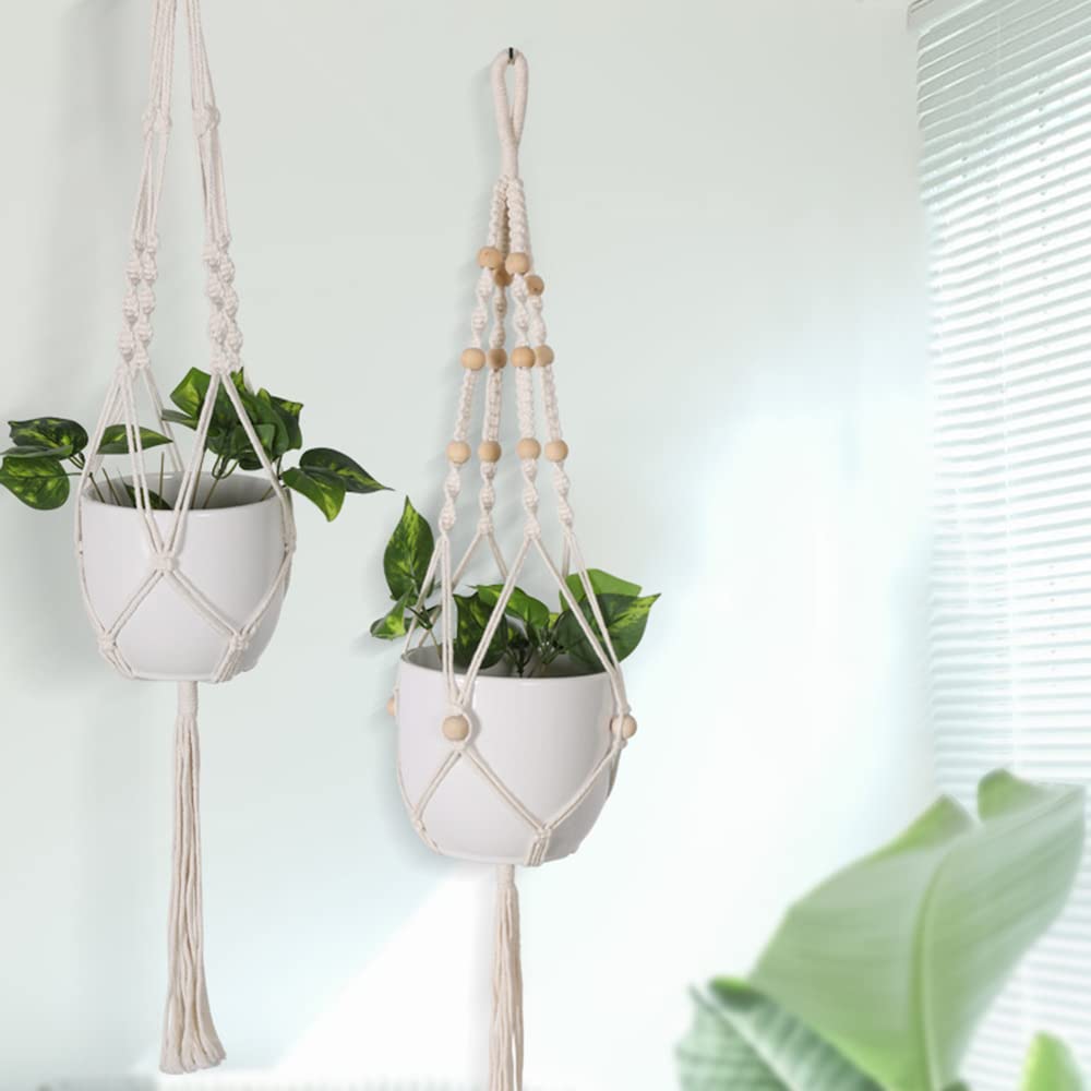 SagaSave Lot de 8 suspensions en macramé pour plantes d'intérieur ou de terrasse