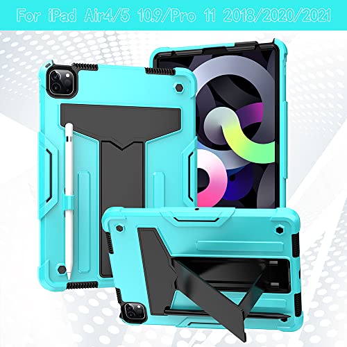 Compatible with iPad Air 4 & 5 10.9 Case with Pen Slot, Shockproof and Robust Tablet Case, 3-in-1 Design, Peppermint Blue and Black - Image 2