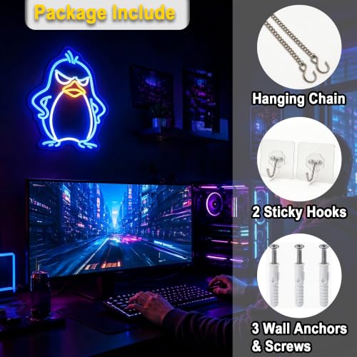 Image of Penguin Neon Sign for Wall Decor Light Up Sign Led Signs for Room Party Home Wall Decor USB Powered