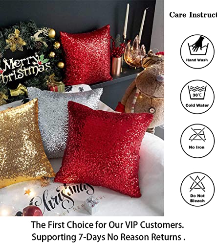 Shinybeauty Sequin Pillow Case Sequin Throw Pillow Covers Gold 18X18-Inch Sequin Backdrop Tablecloths Table Runner Birthday Decorations Glitter Square Pillow Cover For Parties thumb #5