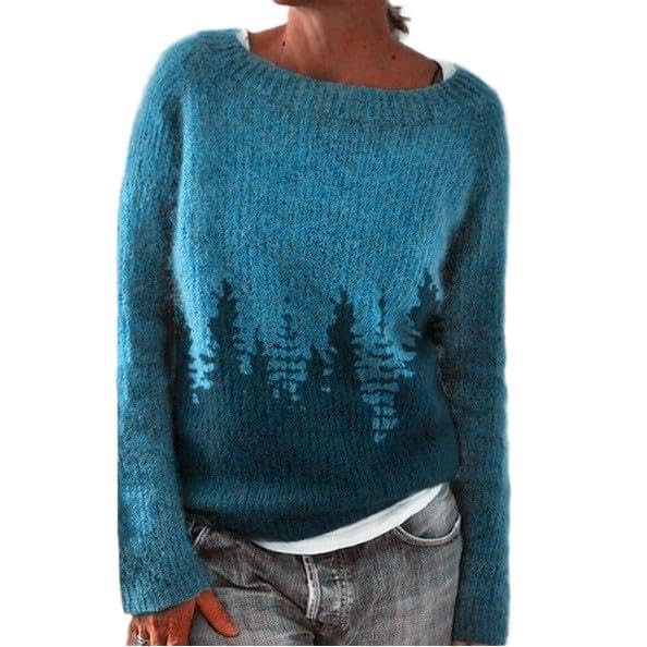 Akivide Womens Pullover Vintage Sweaters Winter Fall Casual Loose Long Sleeve Knitted Sweater Tops Large D