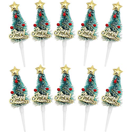 KiKiHong 10 Adornos de Navidad para Tartas Papá Noel Postre DIY Decoración para Navidad Fiesta Navidad Toppers de Tarta