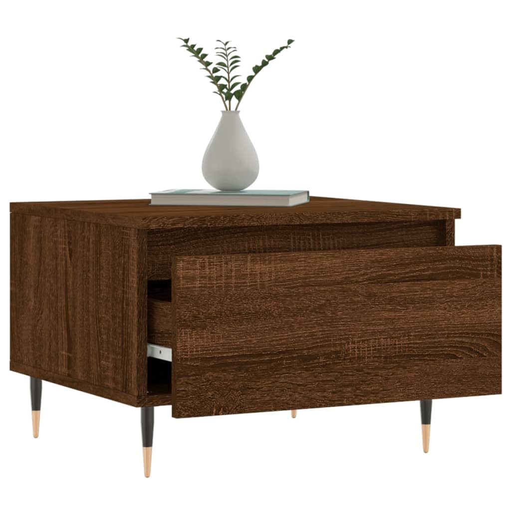 Homgoday 2 tavolini da caffè in rovere marrone, 50 x 46 x 35 cm, in legno ingegnerizzato, tavolino da tè per soggiorno, sala d'accoglienza degli ospiti, camera da letto e ufficio, mobili tipo 2