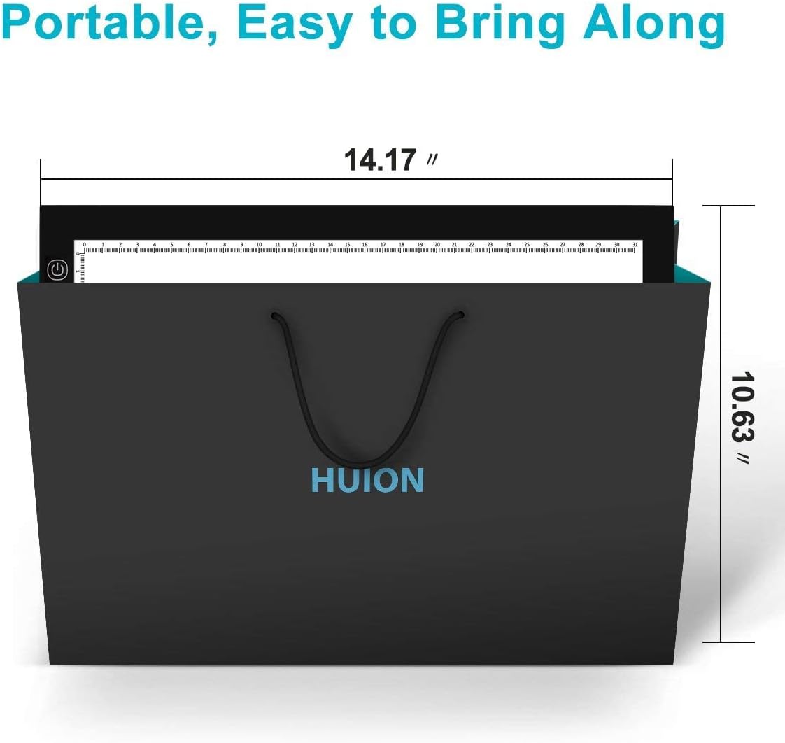 Huion A4 LED Light Pad Tracing Light Box Adjustable Brightness AC Powered and Artist Glove