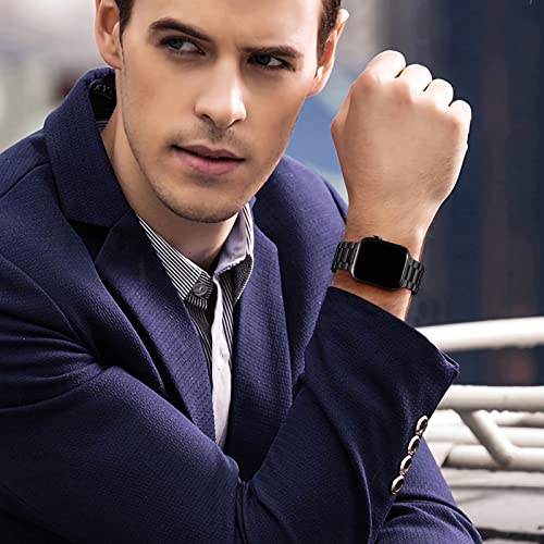 Maledan Compatible With Apple Watch Band 44Mm 45Mm 42Mm 49Mm 41Mm 40Mm 38Mm Men Women, Adjustable Stainless Steel Metal Bands Accessories For Iwatch Ultra Apple Watch Series 8 7 6 5 4 3 2 1 Se, Black #TOP6