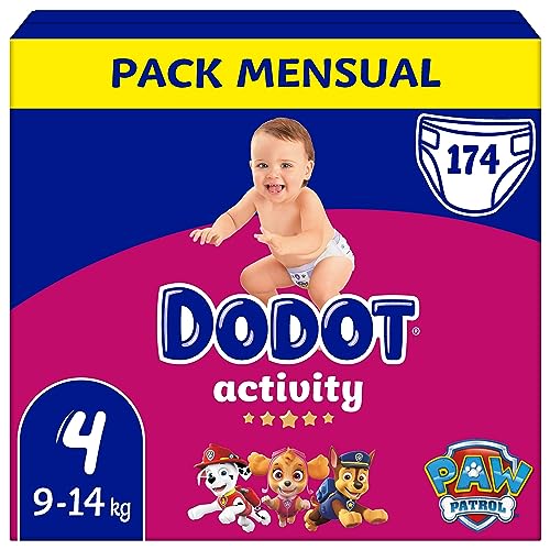Dodot Pañales Bebé Activity Talla 4 (9-14 kg), 174 Pañales, Nuestro Nº1 en Absorción y...