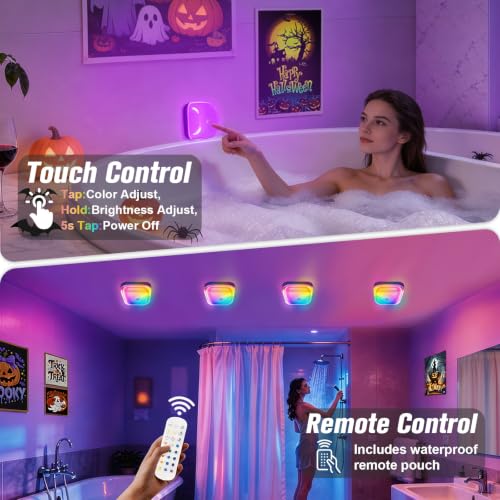 Givryes 4Pack IP65 Waterproof Shower Light, Rechargeable Shower Lights - image 3