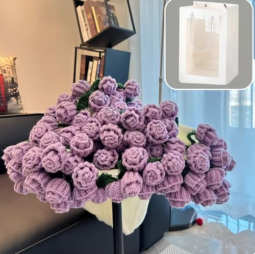 Couverture pour bouquet de fleurs au crochet rose déco anniversaire - 4