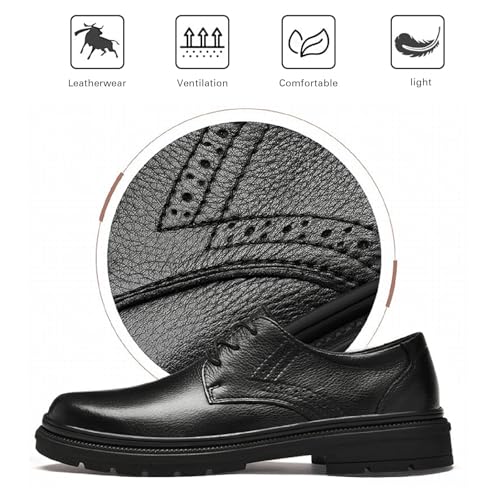 Men's Genuine Leather Dress Oxfords Fashion Comfort Round Toe Lace Up Business Derby Loafers for Formal Office Wedding Leather Shoes4