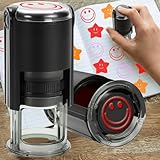 Idealiveny Self Inking Emoji-Stamps for Teachers Round Self-inkng Stamps for Classroom Grading Happy Face Stampers for Teacher Supplies Smiley Face Rubber Teacher Stamps (Smiley Face-Red)