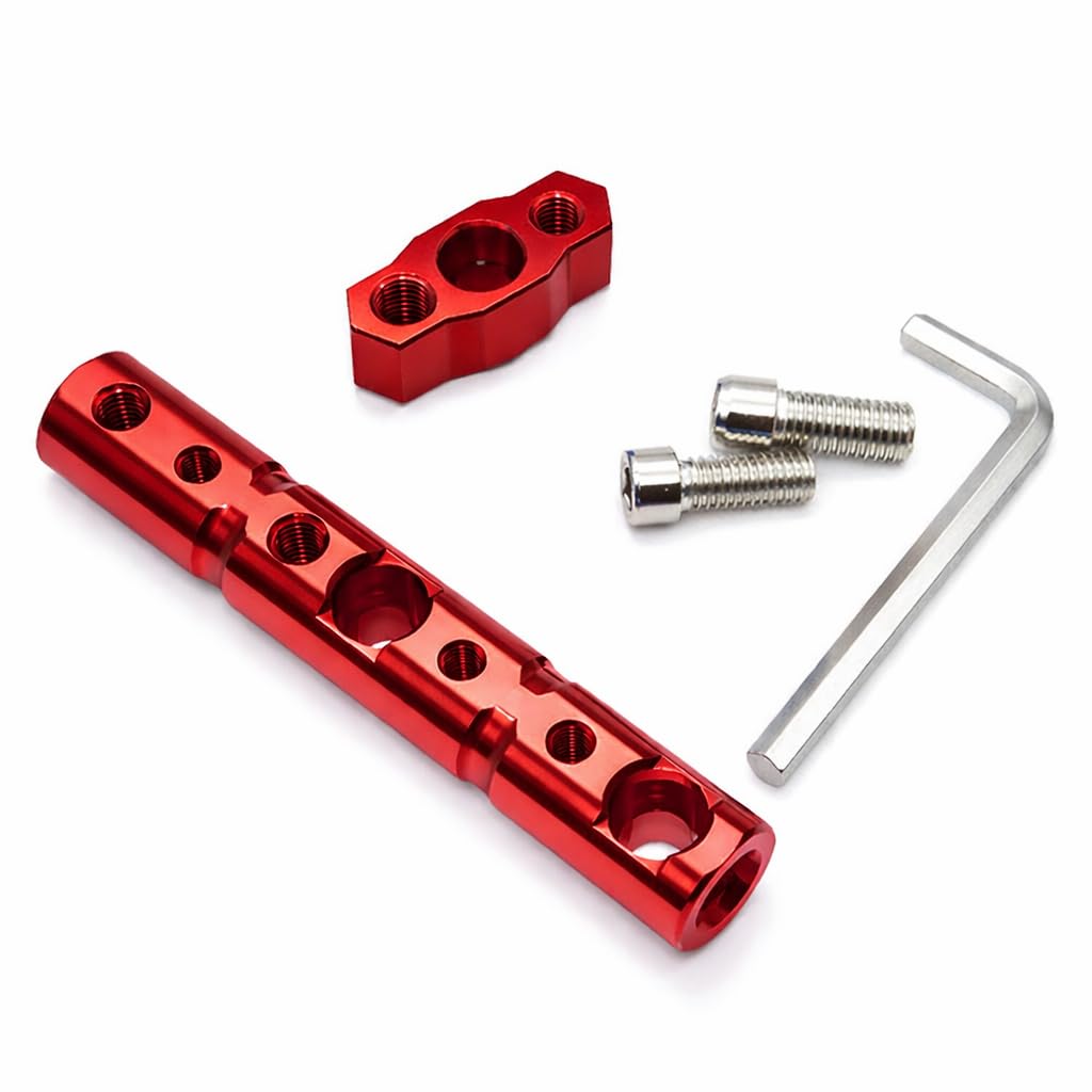 multifunctional extended rearview mirror extension bracket, red, aluminium, universal fit, with base, wrench and screws