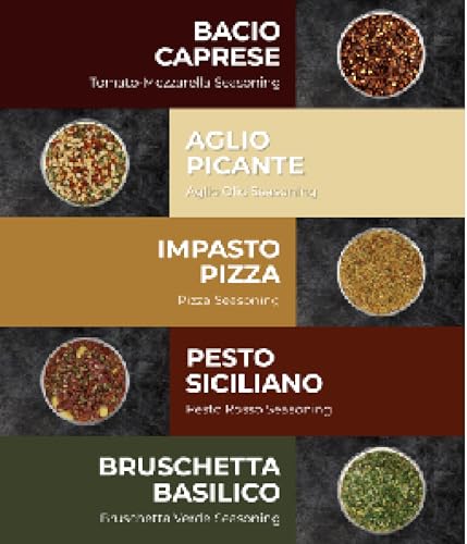 Image of TIMBER TASTE Italian Spice Sampler Set - 5 Mediterranean Herb Blends Impasto Pizza Caprese Pesto Bruschetta Aglio Piccante | Italian Seasoning Foodie Cooking Kit | Pasta Gift - Birthday Gift for Him