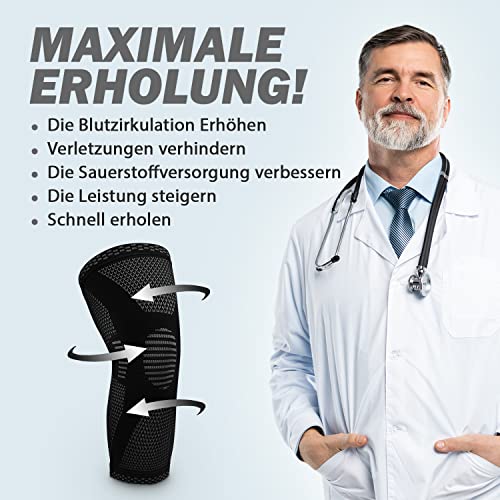 POWERLIX Kniebandage für Damen/Männer, Kompression Kniestütze für Meniskusriss, Arthritis, Linddert Kniescherzen, ACL, Laufen, Gewichtheben, Basketball, Volleyball, Sport, Schwarz, M