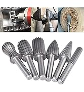 HOHXEN 6pcs Bearing Steel Rotary Burr Set with 6mm Round Shank for fine Carving&fine polishing fo...
