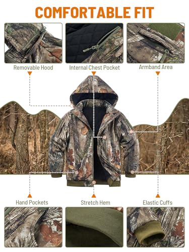 Image of NEW VIEW Kids Camo Hunting Clothes Silent, Youth Hunting Jacket for Cold Winter, Camouflage Hunting Coat for Boys & Girls
