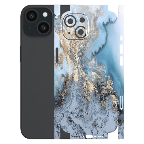 Image of AtOdds - Full Body Back Screen Guard Protector Film - Lamination Wrap Skin Sticker for iPhone 15 | Scratchproof Matte Finish (Design - Blue Marble)