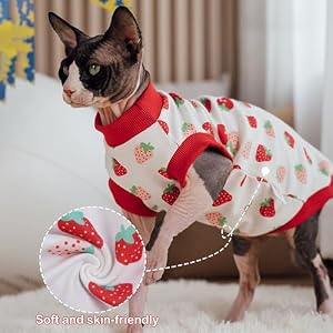 PUMYPOREITY Sphynx Cat Clothes, Stretchy Cat Sweater, Soft Hairless Cats Shirt, Pullover Cat Pajamas, Cat turtleneck for Sphynx Cornish Rex, Devon Rex, Red, XL PUMYPOREITY Sphynx Cat Clothes, Stretchy Cat Sweater, Soft Hairless Cats Shirt, Pullover Cat Pajamas, Cat turtleneck for Sphynx Cornish Rex, Devon Rex, Red, XL