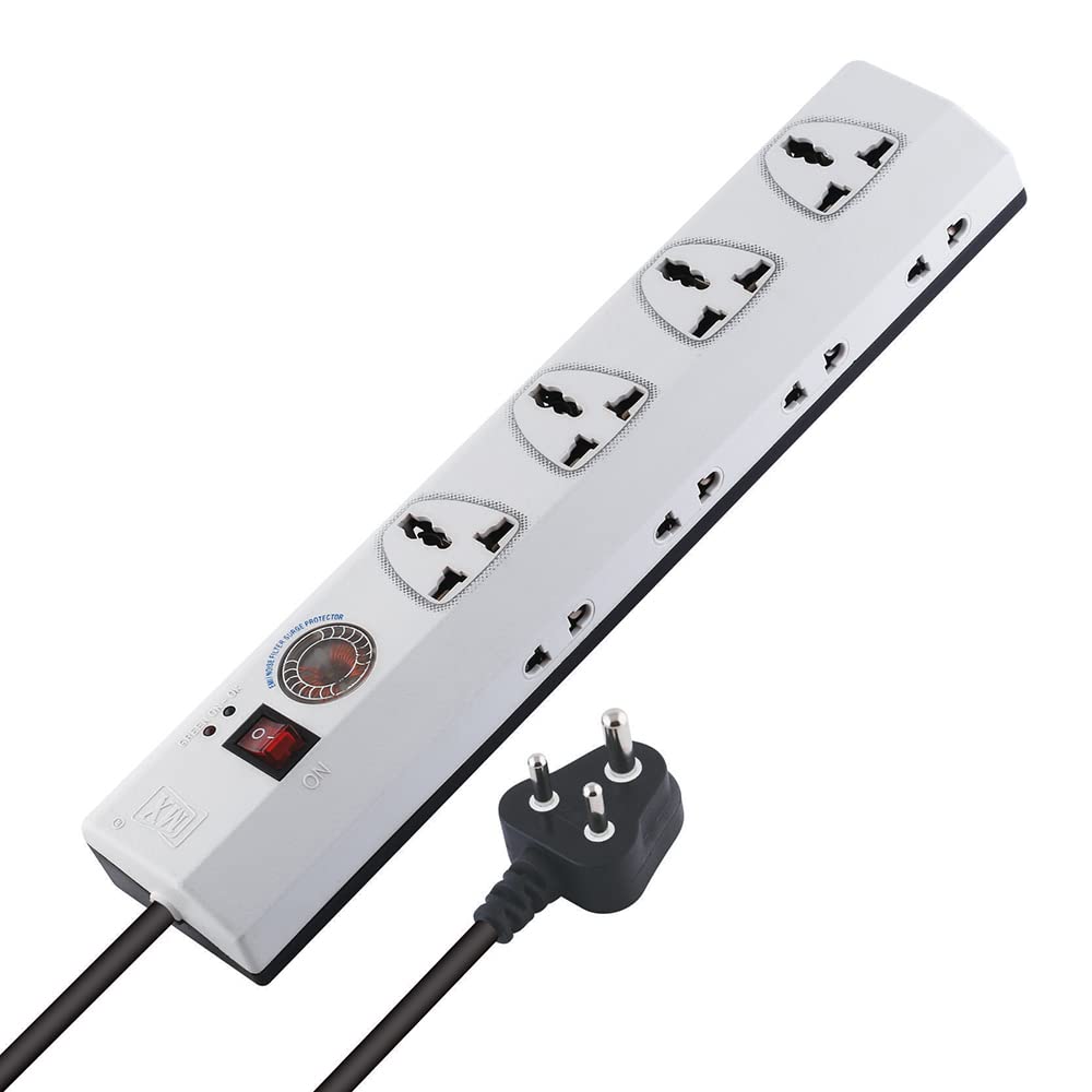 MX Spike Guard Surge Protector with 12 Universal Socket with Single Master Switch (3 Pin: 4 Outlet & 2 Pin: 8 Outlets) 3 Meter Power Cord Extension Board-picture-13