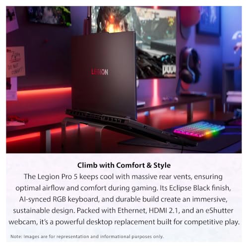 Image of Lenovo Legion Pro 5 Gen 10 Gaming Laptop, AMD Ryzen 9-9955HX, 32 GB DDR5 RAM, 1 TB PCIe SSD, 16 inch WQXGA (2560x1600) 165Hz, Nvidia G-Force RTX 5070, 24-Zone RGB Backlit, W11 Home, Black Traix Mousepad