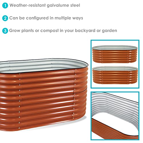 Sunnydaze 62.5-Inch Oval Raised Garden Bed - Stackable Steel Vegetable Flower Bed Planter Kit With Rubber Edge Trim - Brown #TOP3