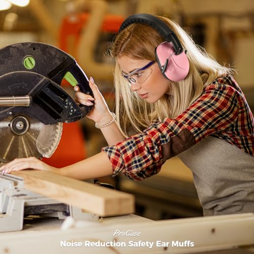 Image of ProCase NRR 28dB Noise Reduction Ear Muffs, Foldable Adjustable Passive Noise Cancelling Headphones for Adults Kids Autism, Hearing Protection for Shooting, Construction -2 Packs, Pink & Black