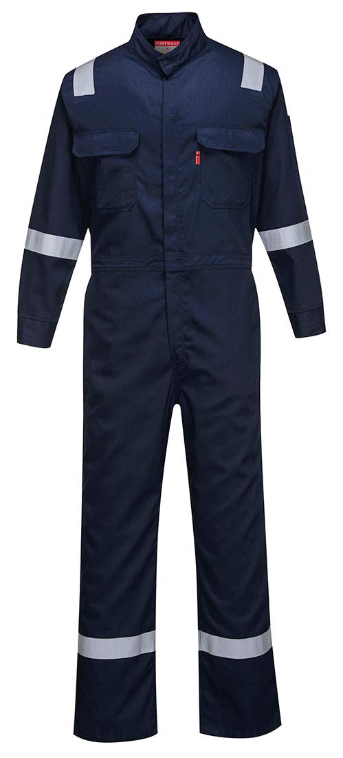 Portwest FR94 Bizflame Fire Resistant Coverall with FR Reflective Tape ASTM NFPA, Navy, X Large