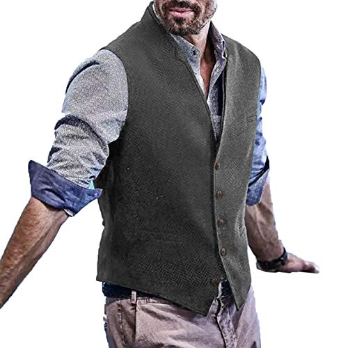 Gilet de costume en tweed à chevrons col en V : l'élégance formelle