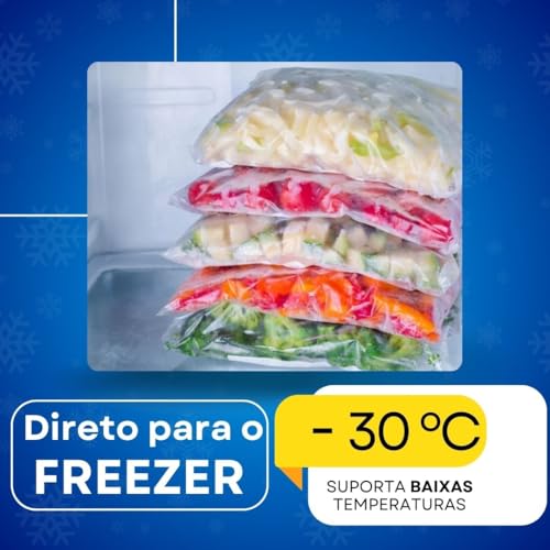 Kit 10 Sacos Herméticos G – Zip Abre e Fecha, Reutilizável, Livre BPA – Para Congelar, Armazenar e O