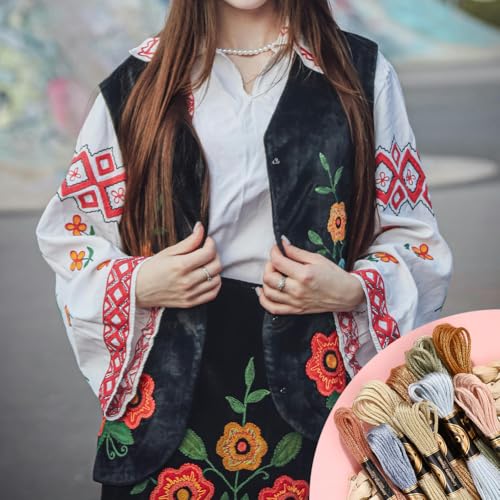 image for CABODYALS 12 Skeins Embroidery Floss Thread Variegated Cross Stitch Fl