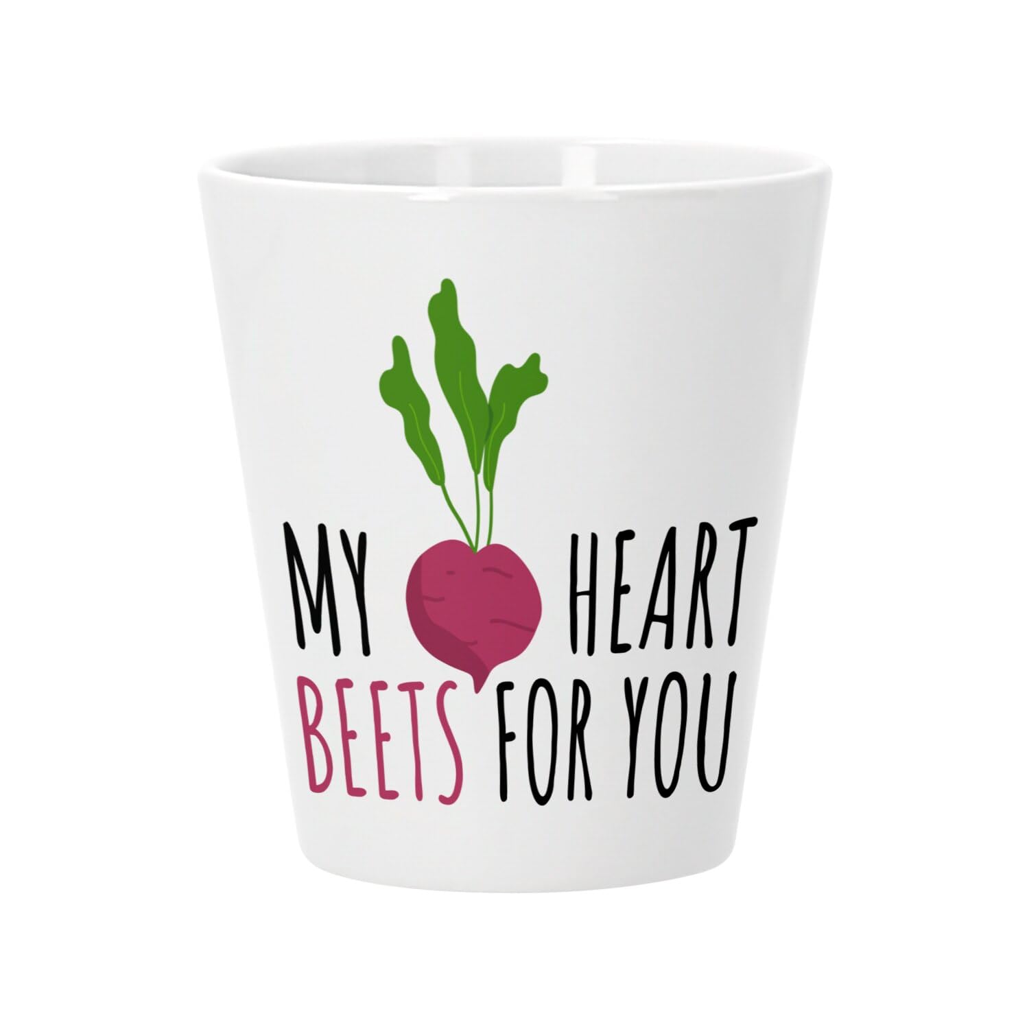 Ceramic Flower Pot with Drainage Hole – My Heart Beets For You Plants Pot Gardening Vegetable – Small for Cactus and Succulent Plants Height 10 cm Indoor Garden Decoration Printed in France