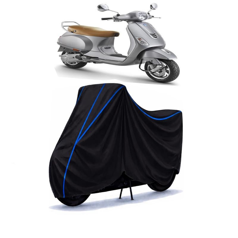 Image of Scooty Cover Water Resistant for VXL 125 BS6 | Universal Scooter & Bike Cover | Heavy Duty UV Dust, Rain & Scratch Protection | Elastic Fit All Weather Indoor Outdoor | Black with Blue Piping