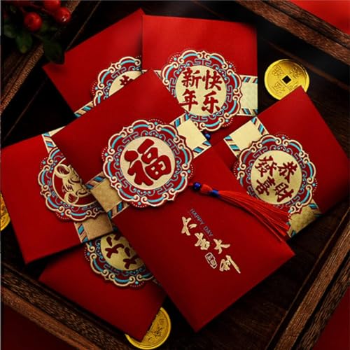 JOVXIAZ Chinese New Year Red Envelopes 2025 - 36pcs Gold Foil Lucky Money Pockets With Snake Designs (Large Size 6.69x3.54in)