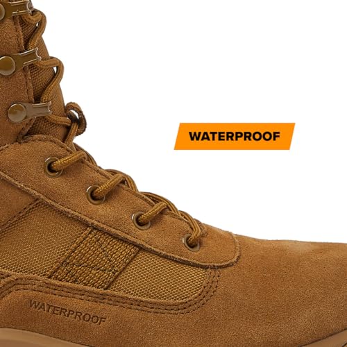 MAGNUM Men's Bragg Waterproof Tactical Boots for Men, Mens Military Hiking Boots, Breathable Light Weight Work Boots for Men - Tan/Tan, 8.5 Medium2