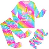 Sylfairy Girls Pajamas Set Matching Doll Pjs Toddler Kids Sleepwear Christmas Clothes Gift Rainbow