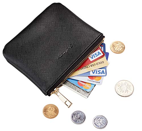 Image of Chelmon Leather Coin Purse Pouch Change Purse With Zipper For Men Women (CH Black)