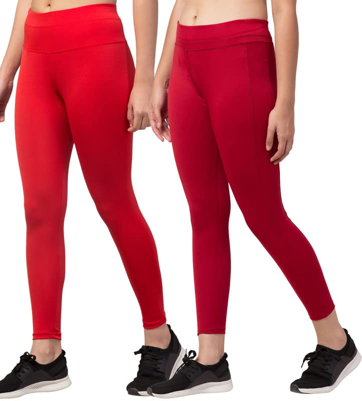 Image of BLUECON Gym wear Leggings Ankle Length Workout Pants | Stretchable Tights | Mid Waist Sports Fitness Yoga Track Pants for Girls & Women (Pack of 2)