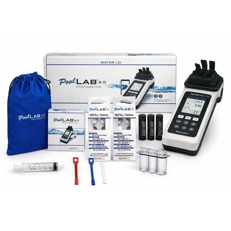 SuperPack Testeur électronique - Photomètre Water ID PoolLab 2.0 + Kit Recharge + Cuvette de Rechange