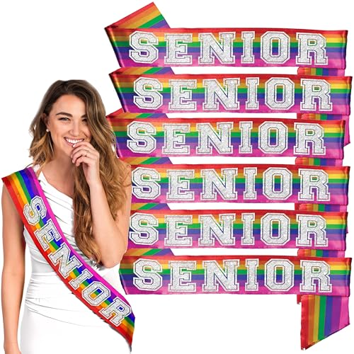 Senior Sashes Class of 2026 - Set of 6 PREMIUM GRADE SATIN Sash - High School Sports Gifts