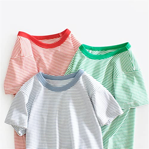 Toddler Striped T Shirts Boys Girls Short Sleeve Color Block Basic Tees for Kids Crewneck Cotton Shirts Summer Tops2