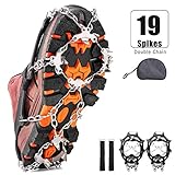 [page_title]-VIFLYKOO Ice Klampen Steigeisen, 19 Zähne Edelstahl Ice Cleats und langlebiges Silikon Fit Stiefel und Schuhe, Sicherer Schutz für Wandern Angeln Wandern Bergsteigen