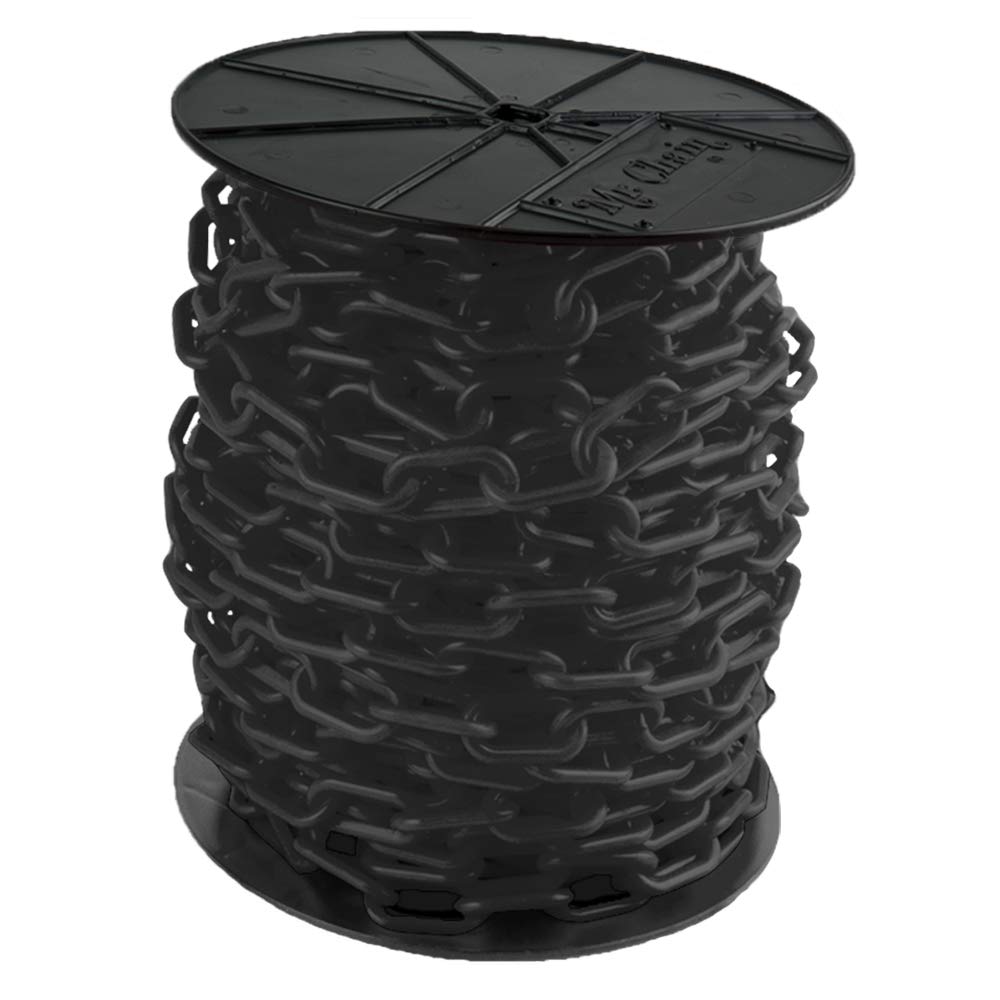 Mr. Chain Plastic Barrier Chain Reel, Black, 2-Inch Link Diameter, 125-Foot Length (50103)