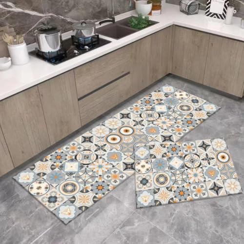 Image of Kitchen Anti Slip Mat for Floor, Waterproof Washable Kitchen Mats, Non Slip Kitchen Floor Mats for Home, Soft Mats for Kitchen, Kitchen Mats for Floor Anti Slip (MORROCO Style)