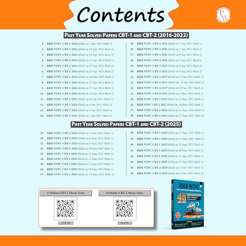 Image of PW RRB NTPC Book 2026 - 45 Previous Year Solved Papers CBT 1 & CBT 2 (2016-2025) | Graduate Level PYQ Question Bank | 7 Online Mock Tests | English Medium [Paperback]