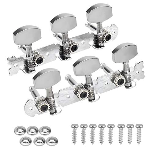 NATUCE 2 Stück Gitarren mechaniken Stimmwirbel,Metall Mechanik Locking Key,3L3R Gitarre Tuning Key Peg für E-Gitarre. (Silber)