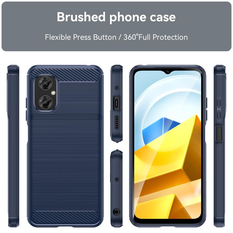 Image of Hybrid Carbon Fiber Back Case for Poco M4 5G / Poco M5 4G (Blue)