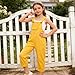 Cotton Wide Leg Overalls for Girls Loose Fit Casual Bib Jumpsuit Kids 2026 Fashion Summer One (Yellow, 9-10 Years)