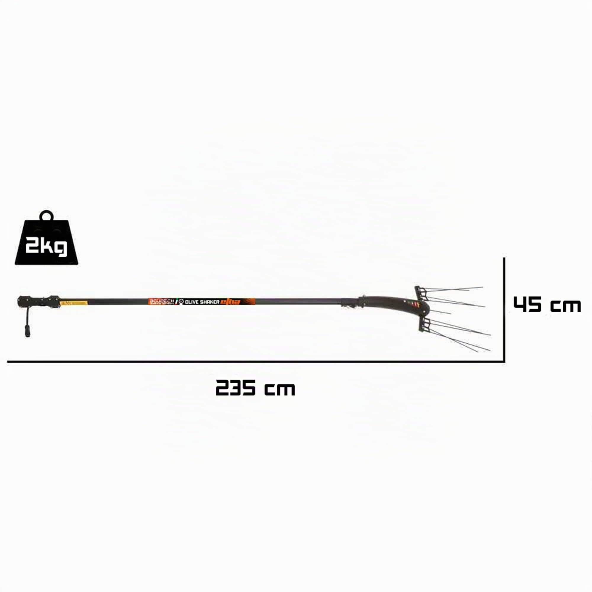 Boudech Etna Tremor 240 - Abbacchiatore Elettrico a Batteria 12V Scuotitore per Olive 370W 1110 bpm ad asta fissa con Prolunga