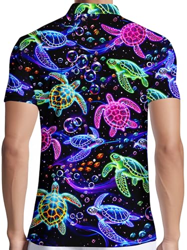 Image of PAGYMO Funny Golf Shirts for Men Crazy Printed Pattern Novelty Moisture Wicking Performance Mens Polo Shirt
