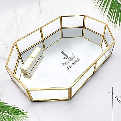 Personalised Mirrored Tray Perfume Tray Candle Tray Gold Vanity Tray for Dresser Bathroom Bedroom Gift for Her Wife Daughter Mum Birthday Christmas Cover