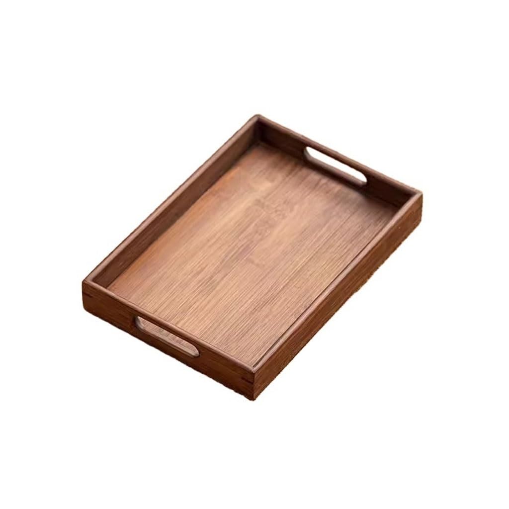 Bandeja de Cafetería Bandeja de desayuno for restaurante, bandeja de almacenamiento Rectangular for el hogar con asa, bandeja de refrescos for el té de la tarde de doble oreja Bandejas Para Servir(A)